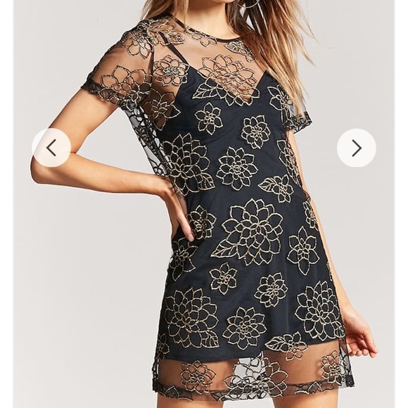 Forever 21 Dresses & Skirts - Gold Sparkle Mesh Dress